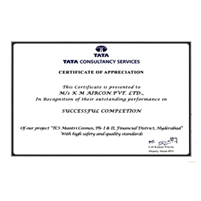 KM Aircon - Certificate of Appreciation